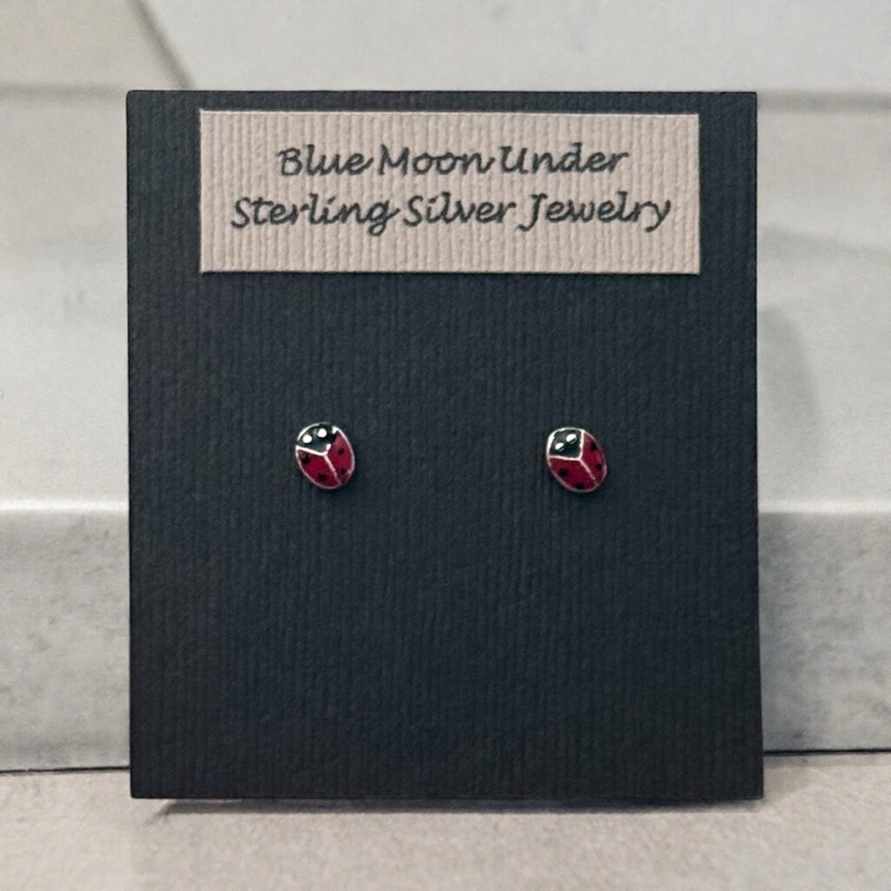 925 Sterling Silver Ladybug Stud Earrings! NEW!